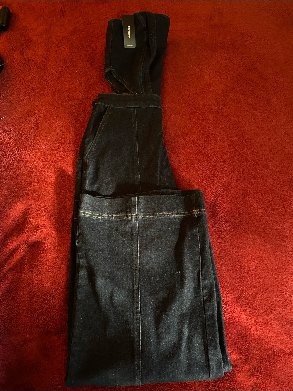 Express Women's Dark Indigo Denim Overalls